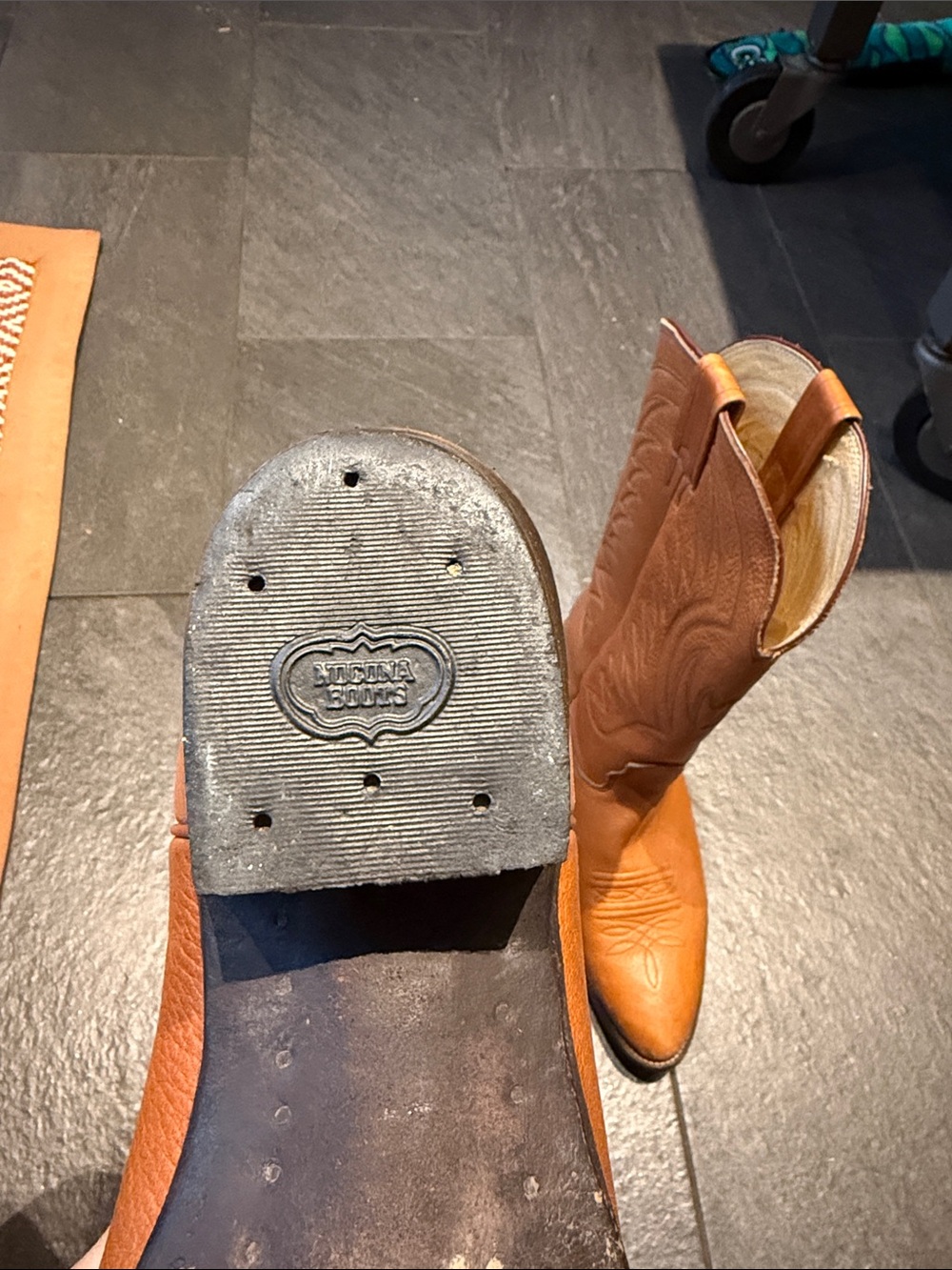 Vintage Nocona Cognac Western Leather Cowboy Boots - Picture 4 of 12